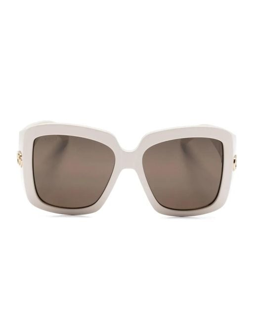Gucci Natural Logo-Plaque Oversized-Frame Sunglasses
