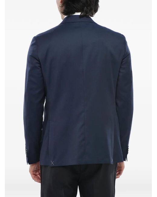 Corneliani Blue Single-Breasted Patch-Pocket Blazer for men