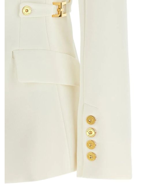 Elisabetta Franchi White Single-Breasted Blazer