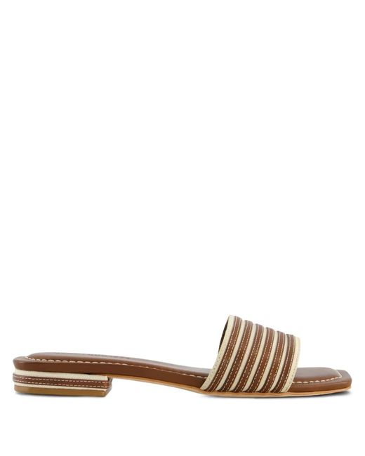 Bernardo Brown 1946 Myko Striped Flat Sandals