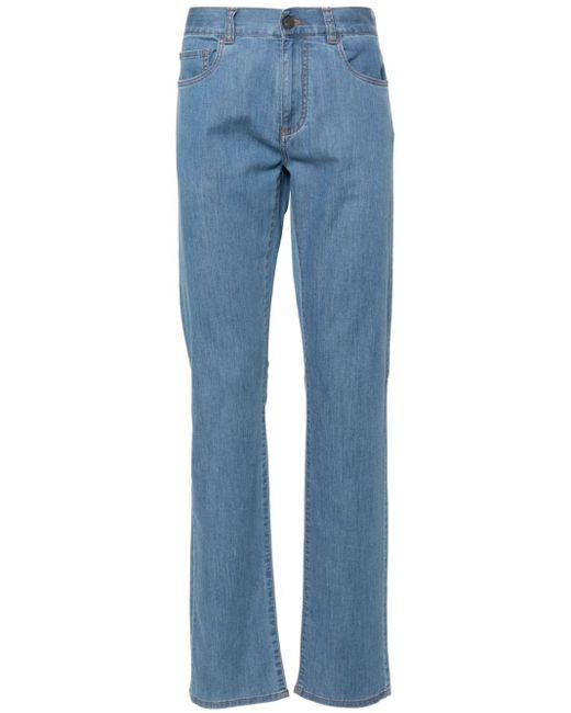 Canali Blue Mid-rise Slim-fit Jeans for men