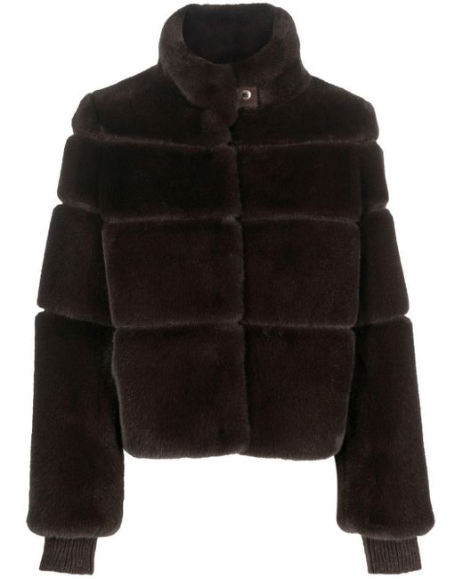 Patrizia Pepe Black Faux-fur Long-sleeve Jacket