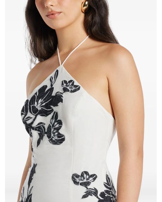 Vestido midi Aahi floral con cuello halter Hemant & Nandita de color White