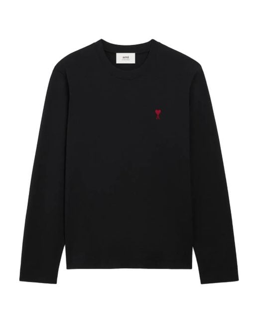 メンズ AMI ハートエンブロイダリーtシャツ Black