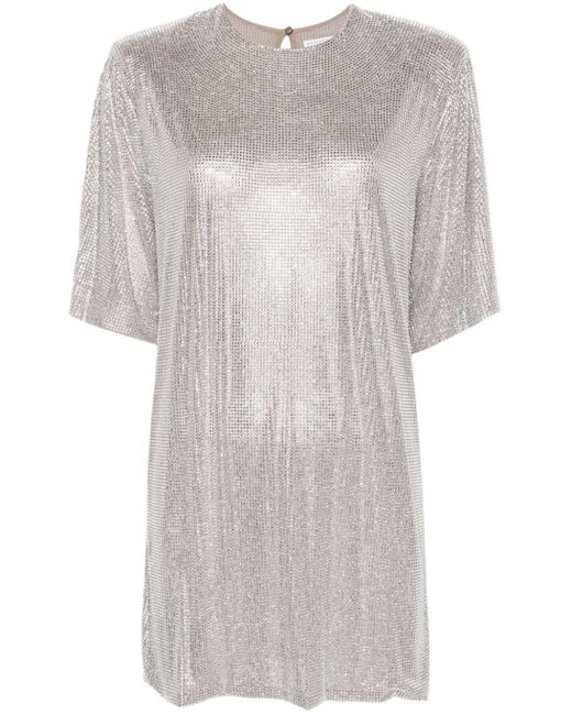 GIUSEPPE DI MORABITO White Crystal-embellished Mesh T-shirt Dress