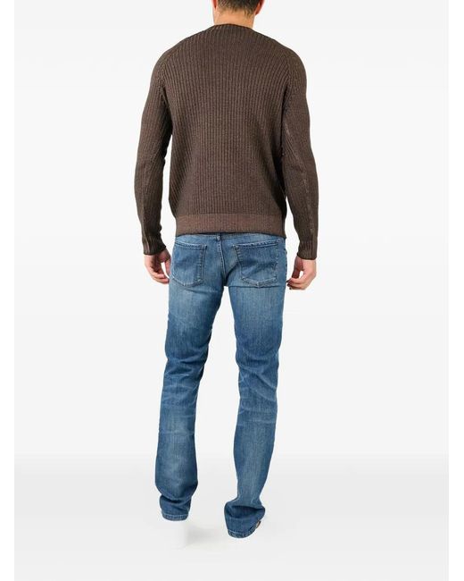 Al Duca D'aosta Gray Ribbed-Knit Reversible Sweater for men