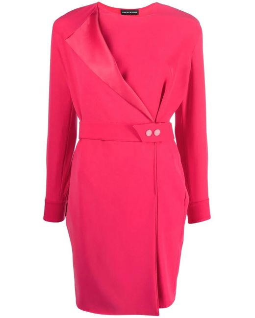 Emporio Armani Pink Belted Satin-trimmed Crepe Dress