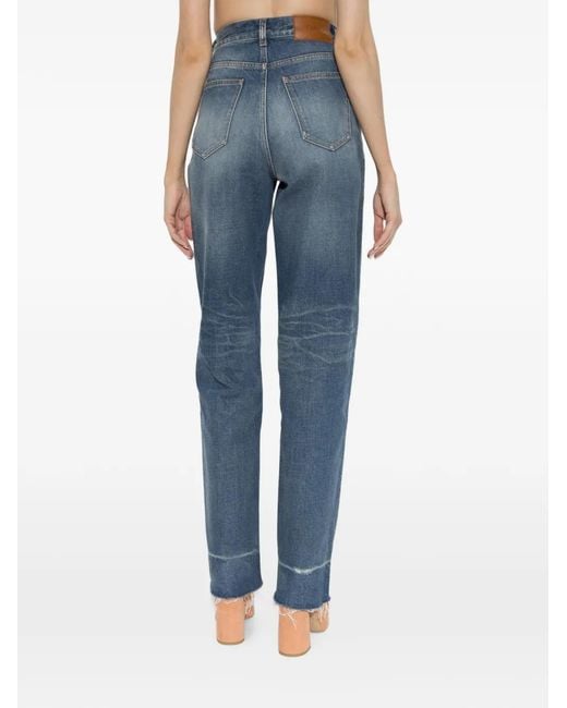 Chloé Blue Frayed-Hem Jeans