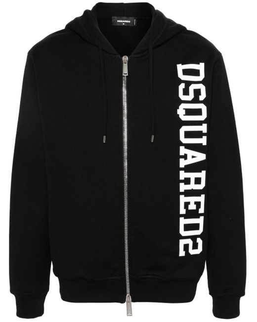 DSquared² Black Logo-print Zip-up Hoodie for men