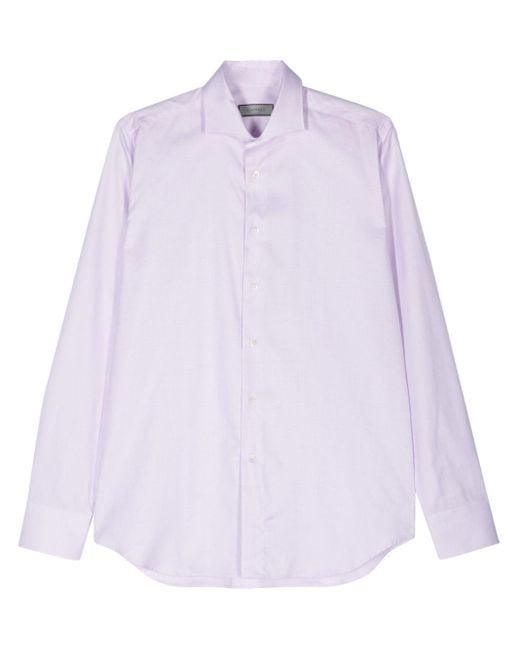 Canali Purple Mini-check Cotton Shirt for men