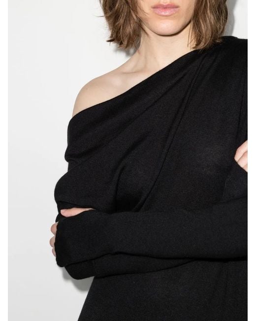 Tom Ford Black Off-the-shoulder Cashmere Midi Dress
