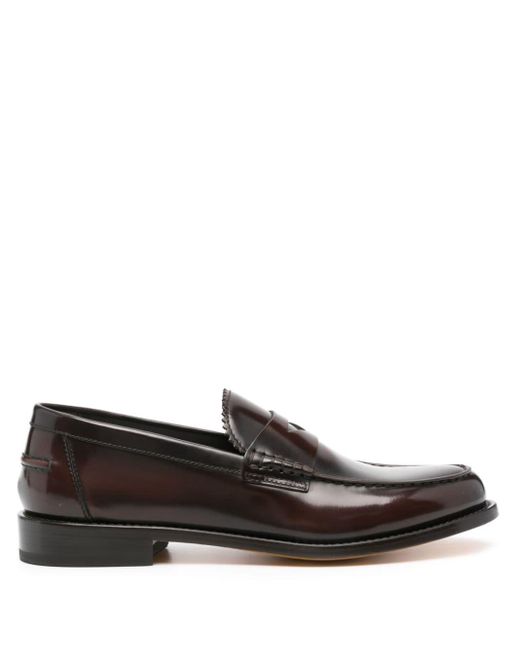 Doucal's Black Zig-zag Detail Leather Loafers for men
