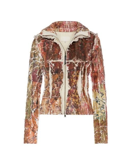 Maison Margiela White Fragmented Floral Zip-Up Cardigan