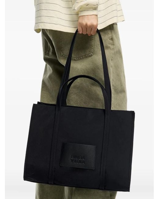 Bimba Y Lola Black Shopper mit Logo-Schild