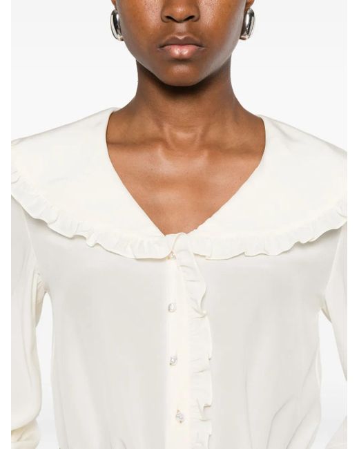 Blusa Con Volantes En El Cuello Chloé de color White