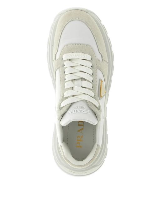 Prada White Prax 2.0 Re-Nylon And Suede Sneakers Shoes