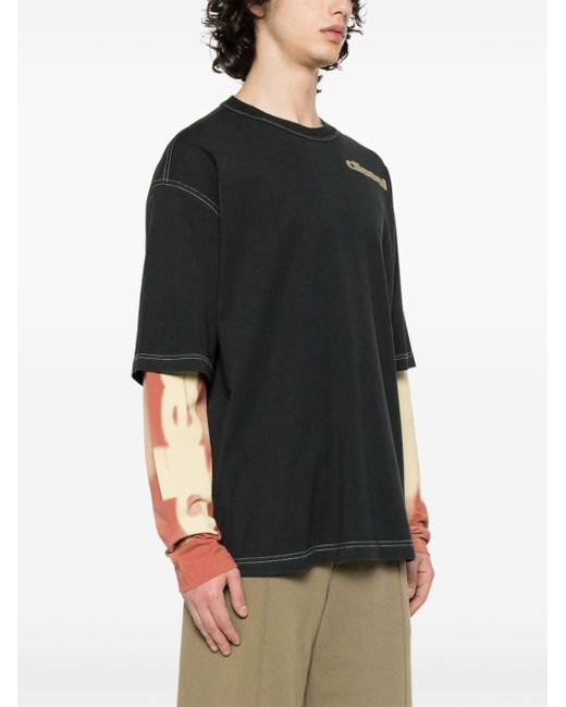 DIESEL Black T-wesher-n3 Layered-effect T-shirt for men