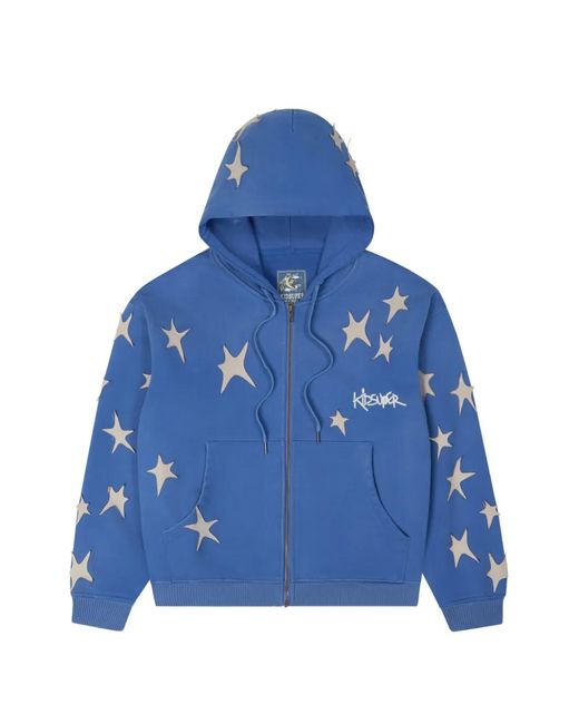Kidsuper Blue Star Appliqué Zip Hoodie for men