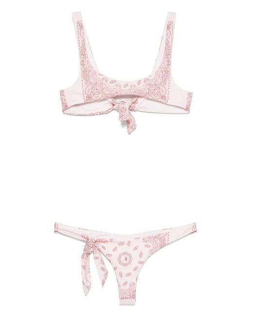 The Attico Pink Paisley-Print Bikini