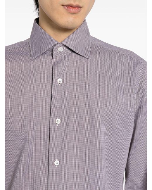 Brioni Purple Zigzag-jacquard Cotton Shirt for men