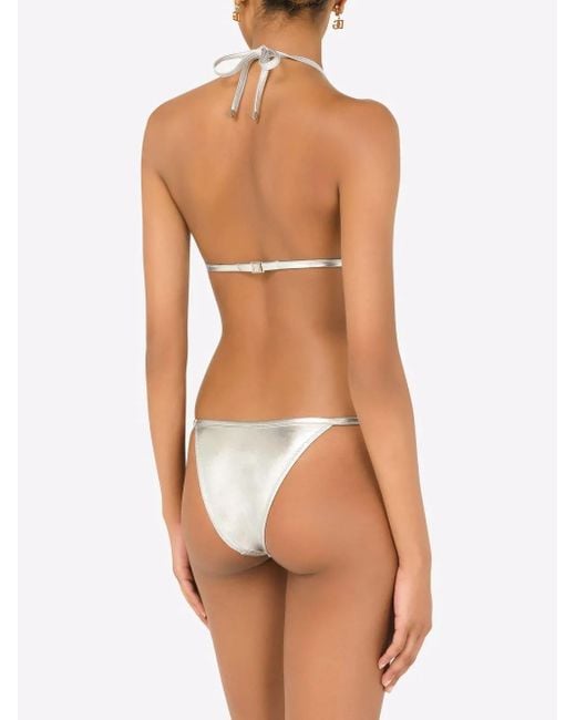 Dolce & Gabbana White Dg-Logo Triangle Bikini