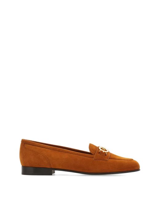 Ferragamo Brown Gancini Ornament Moccasins