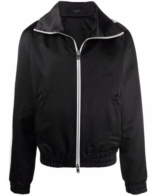 Amiri Black Zip-Up Satin Track Jacket for men