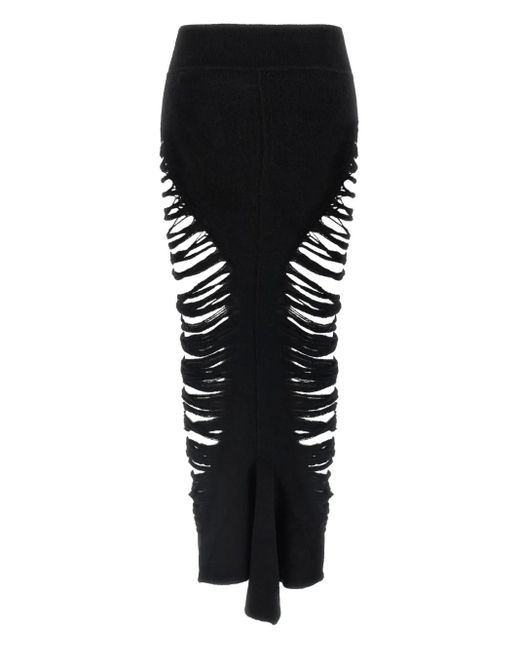 Jupe En Cachemire À Bords Francs Rick Owens en coloris Black