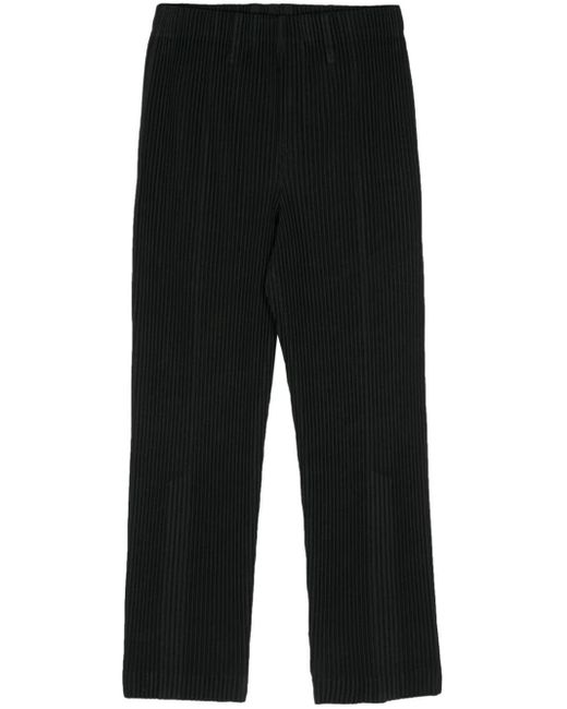Pantaloni dritti con pieghe di Homme Plissé Issey Miyake in Black da Uomo