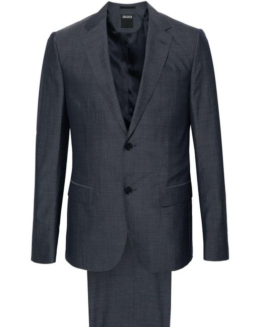 Zegna Blue Single-breasted Wool Suit for men