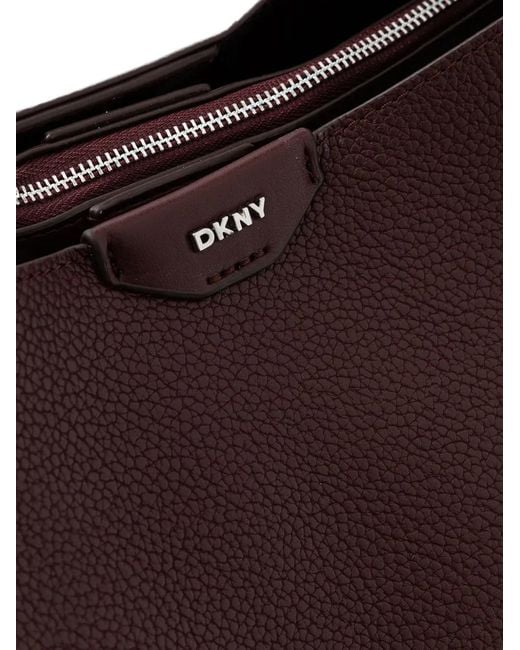 DKNY Purple Medium Willa Logo-Plaque Pebbled-Leather Tote Bag