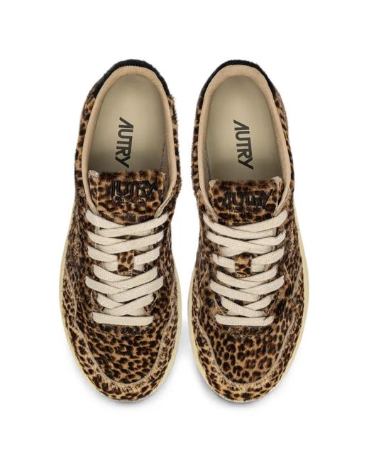 Autry Multicolor Medalist Easeknit Low Leopard-Print Pony-Hair Sneakers