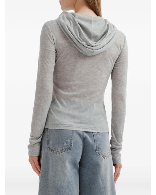Mini Cream Gray Hoodie À Patte De Boutonnage