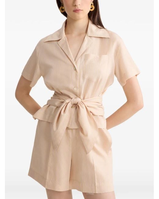 Patou Natural Knotted Striped-Pattern Shirt
