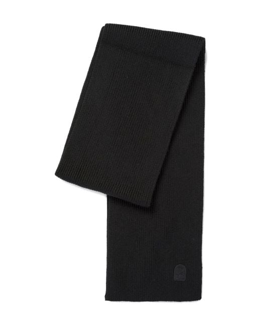 Parajumpers Black Logo-Patch Wool Scarf