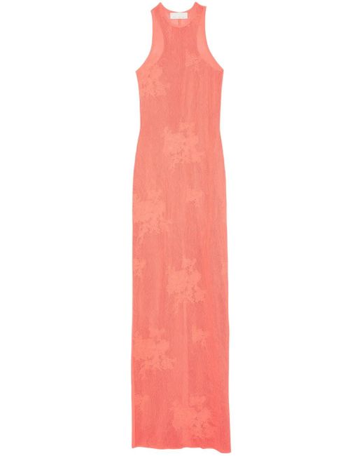 Fleur du Mal Pink Robe Longue En Maille Pointelle