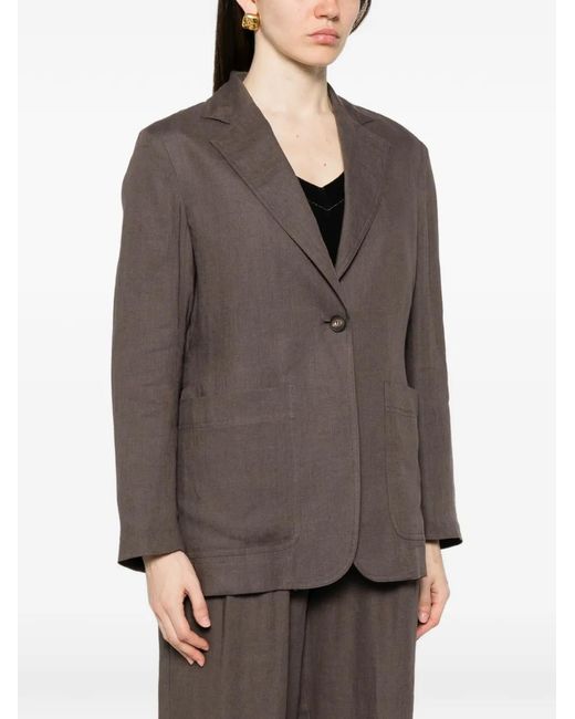 Panicale Brown Belted Single-Breasted Jacket