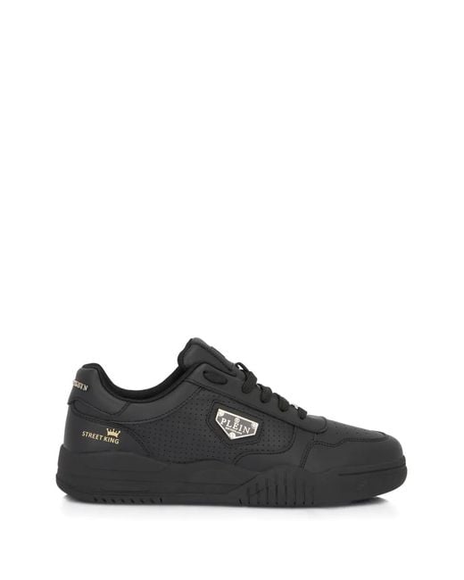Philipp Plein Black Street King Logo-Plaque Sneakers