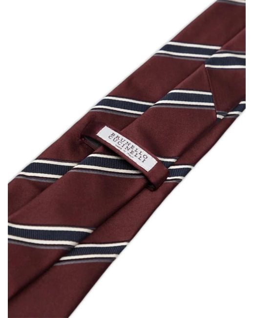 Brunello Cucinelli Purple Diagonal-Stripe Tie for men