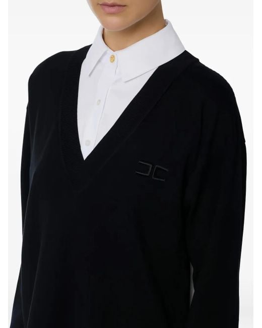 Elisabetta Franchi Black Layered Sweater Dress