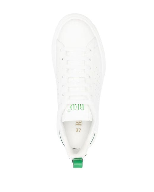 Red(v) White Bow-Detail Leather Sneakers
