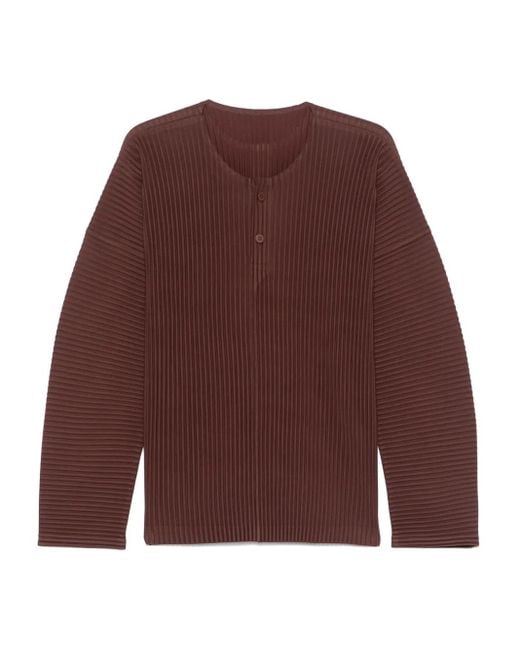 Homme Plissé Issey Miyake Brown Plissé-Effect T-Shirt for men