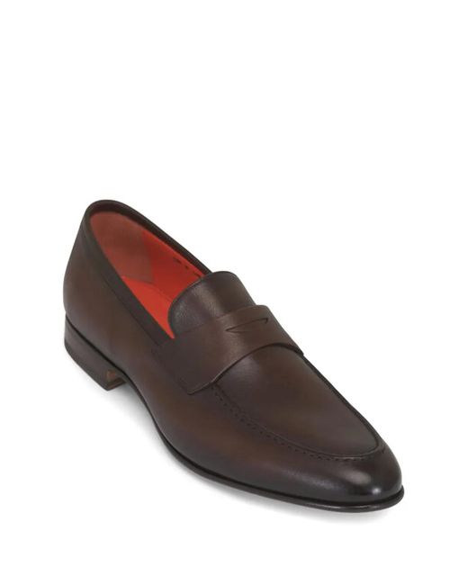 Santoni Brown Darius Loafers for men