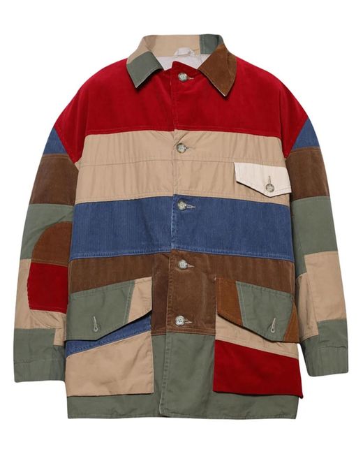 SAINT Mxxxxxx Red Patchwork-Design Shirt Jacket for men