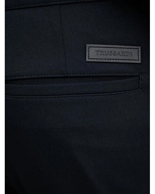 Trussardi Black Logo-Patch Tailored Trousers for men