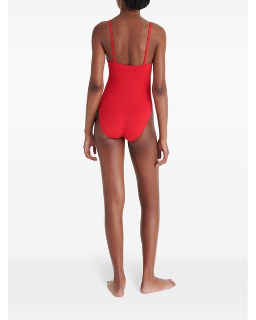 Eres Red Square-neck Swimsuit
