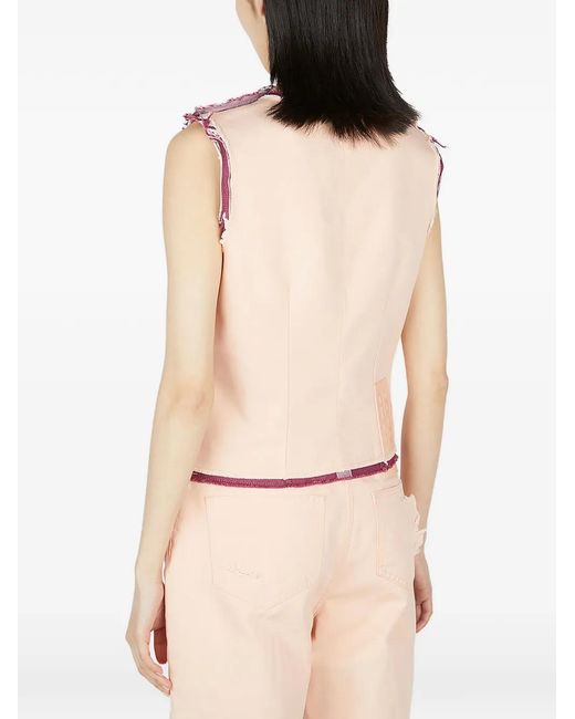 Raf Simons Natural Sleeveless Frayed Top