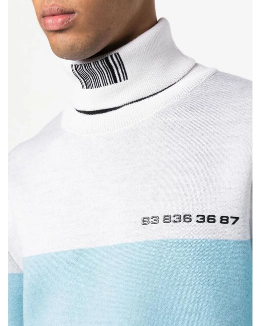 VTMNTS Blue Raised-Logo Two-Tone Jumper for men
