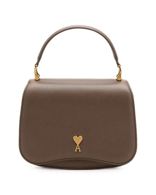 AMI Brown Cowhide-Leather Paris Paris Top Handle Bag