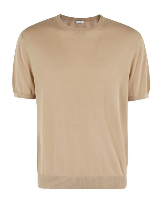 Malo Natural Short-Sleeve Knitted Top for men